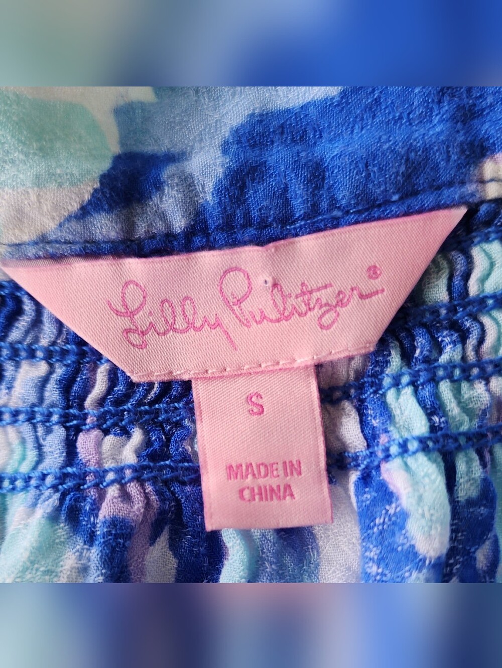 Lilly Pulitzer Blue Pineapple-Print V-Neck Blouse - Picture 11 of 11
